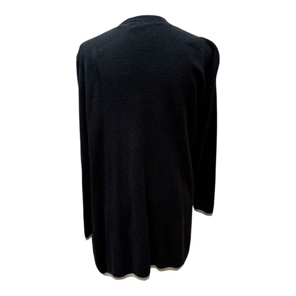 Black Duster Cardigan Open Front Long Sleeve Knit Sweater Jacket - Picture 4 of 8